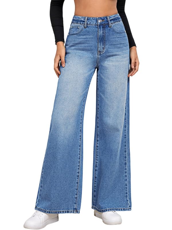 Genleck Women's Wide Leg Baggy Jeans