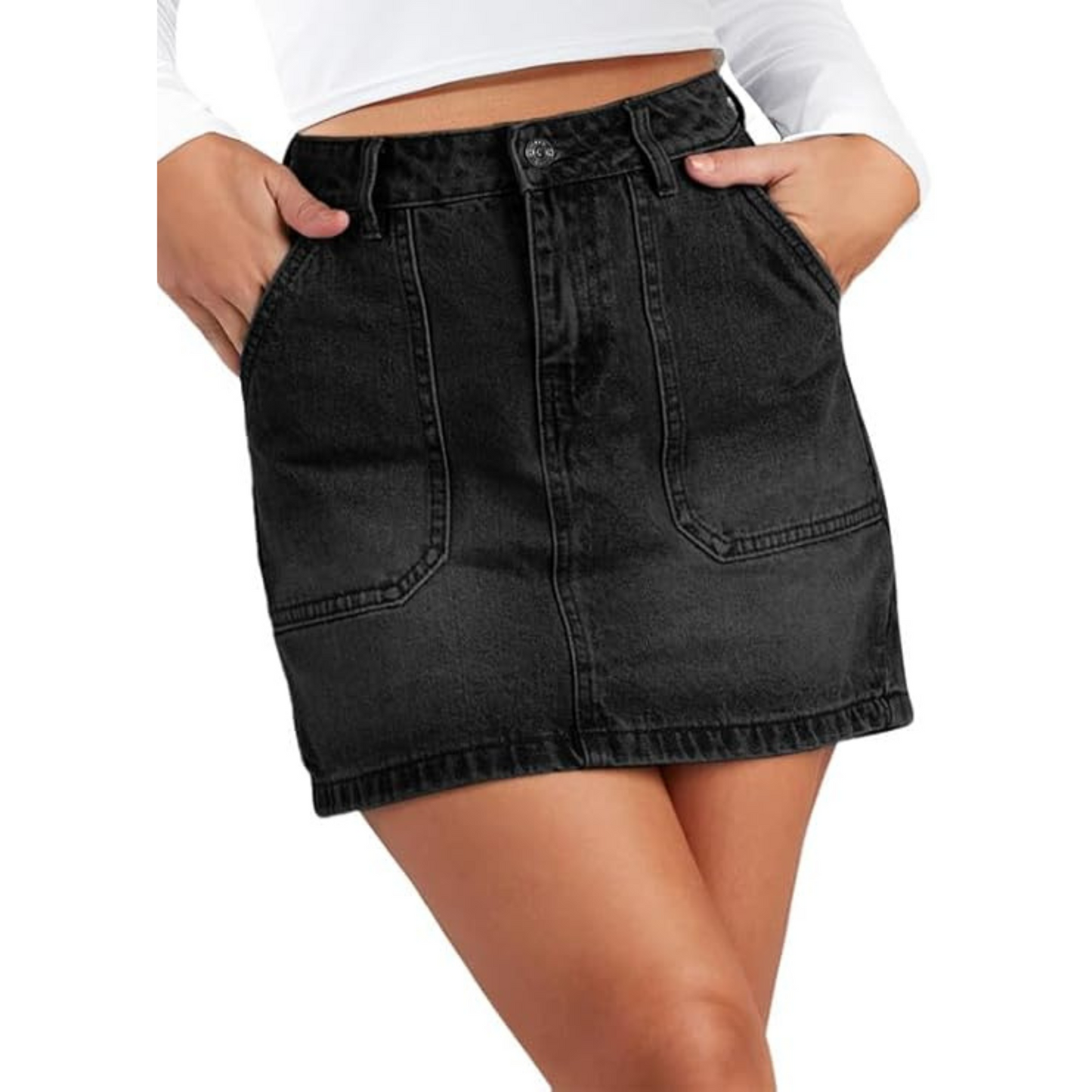 Genleck Denim Skirts for Women – Cargo Jean Skirts with Pockets