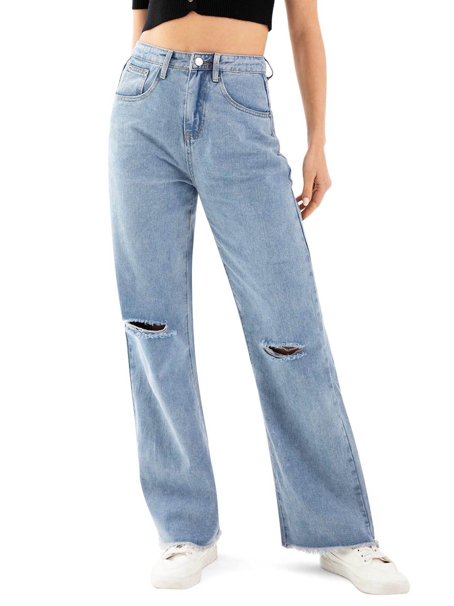 Genleck Women Loose Ripped Boyfriends Jean