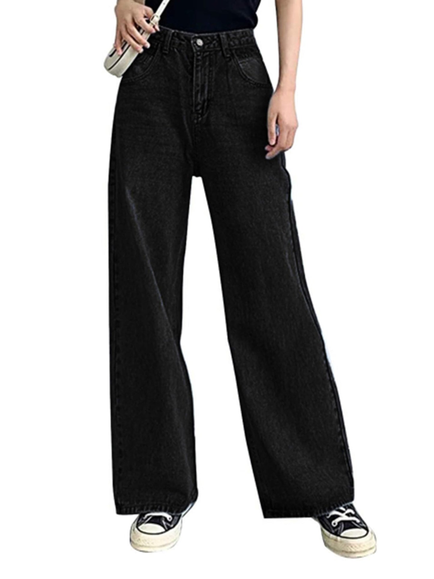 Jean Baggy taille haute à jambes larges pour femmes