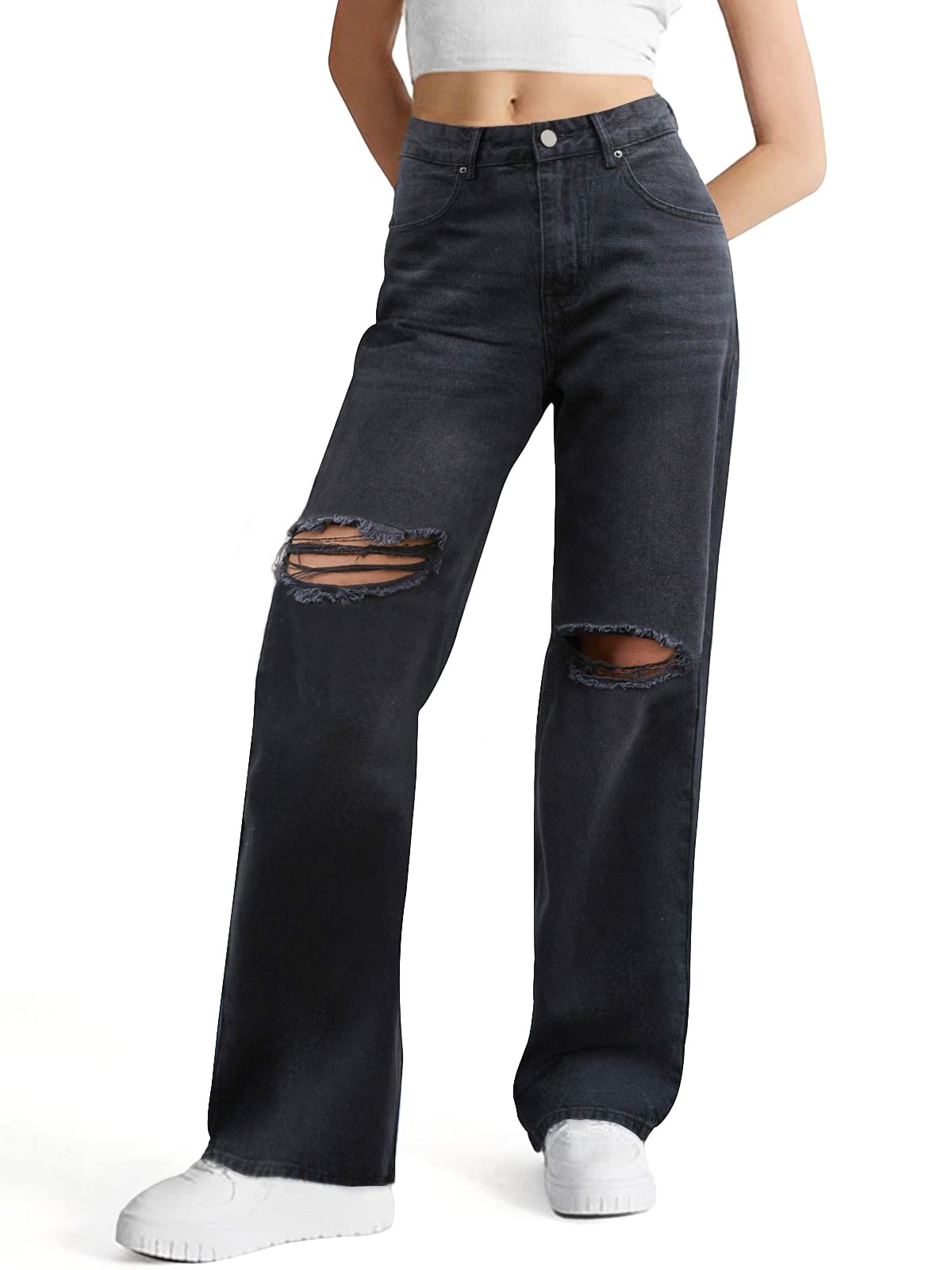 Genleck Women Loose Ripped Boyfriends Jean