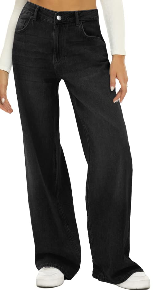 Women Wide Leg High Waist Baggy Jeans(HDLTE)