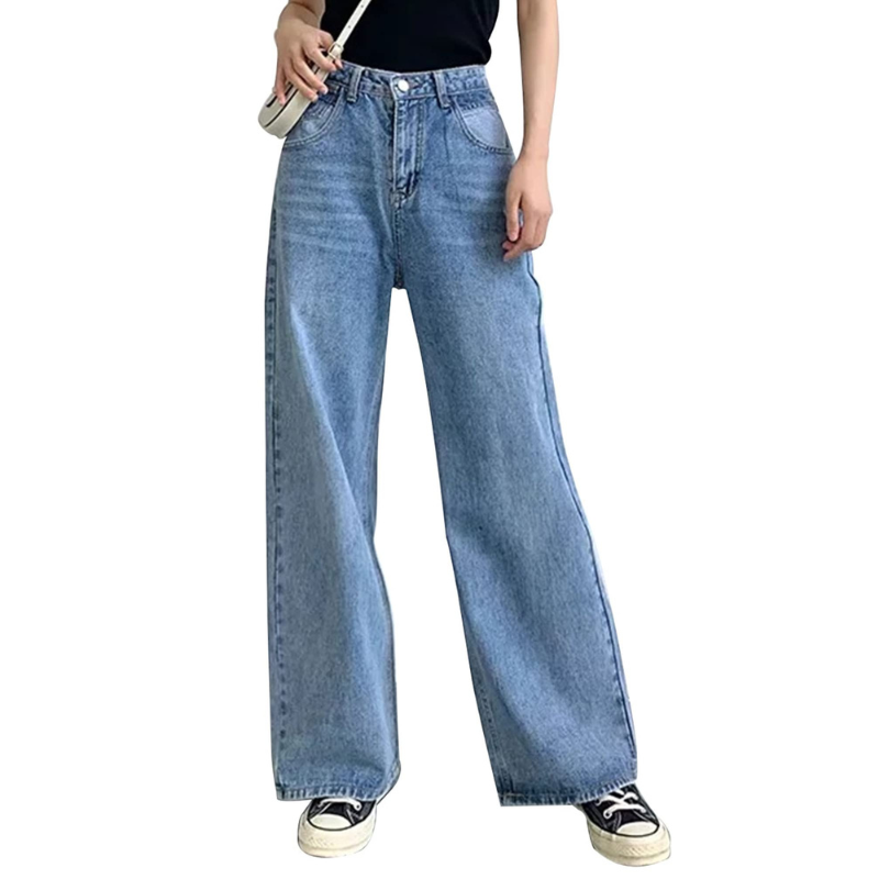 Jean Baggy taille haute à jambes larges pour femmes