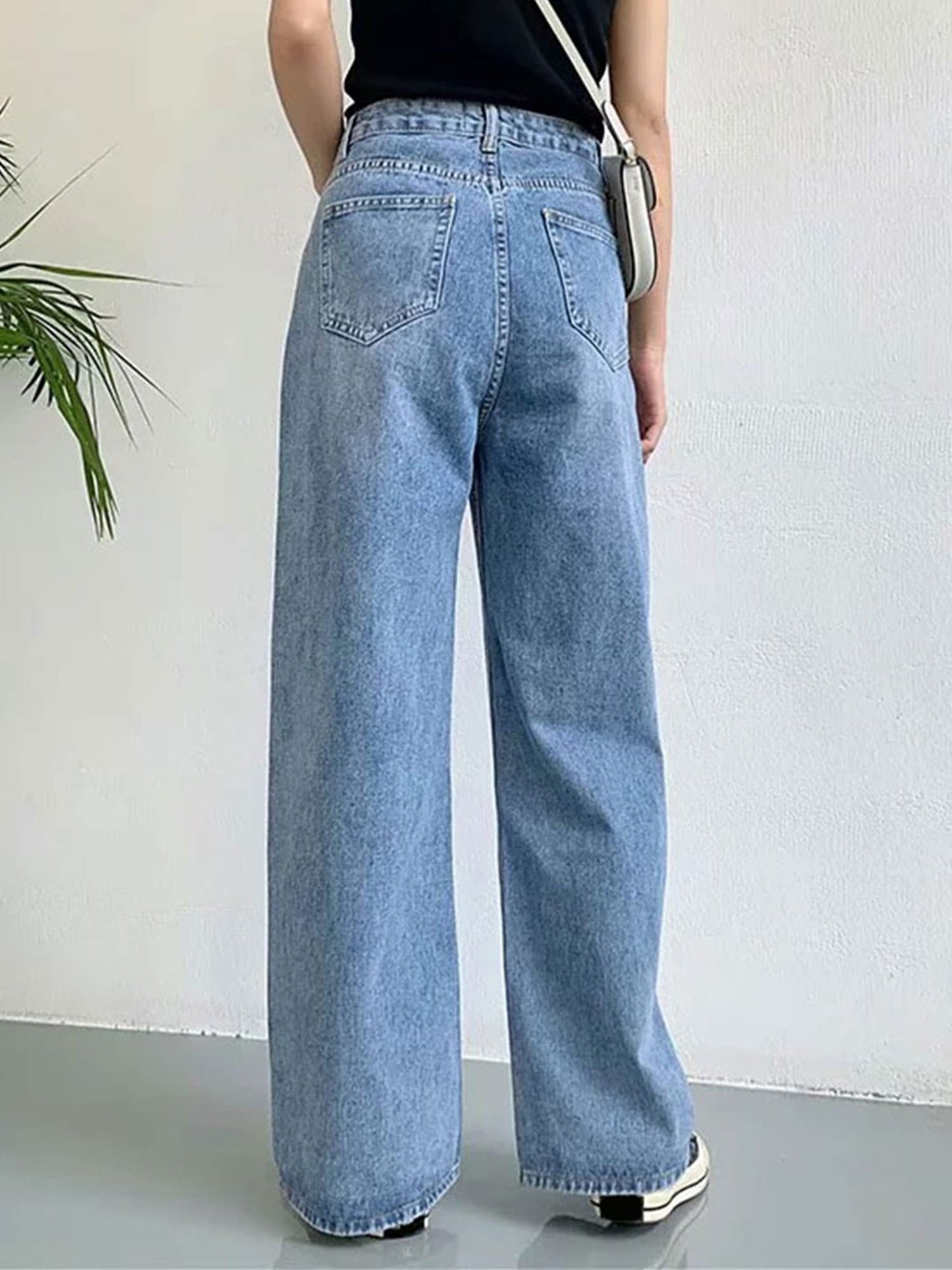 Jean Baggy taille haute à jambes larges pour femmes