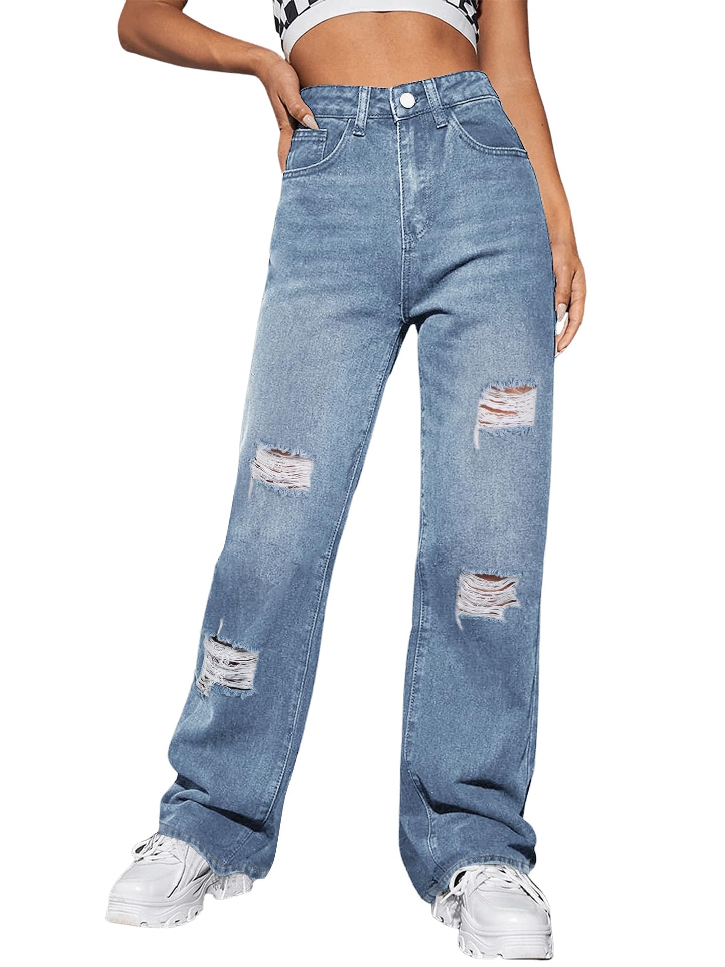 Genleck Women Loose Ripped Boyfriends Jean