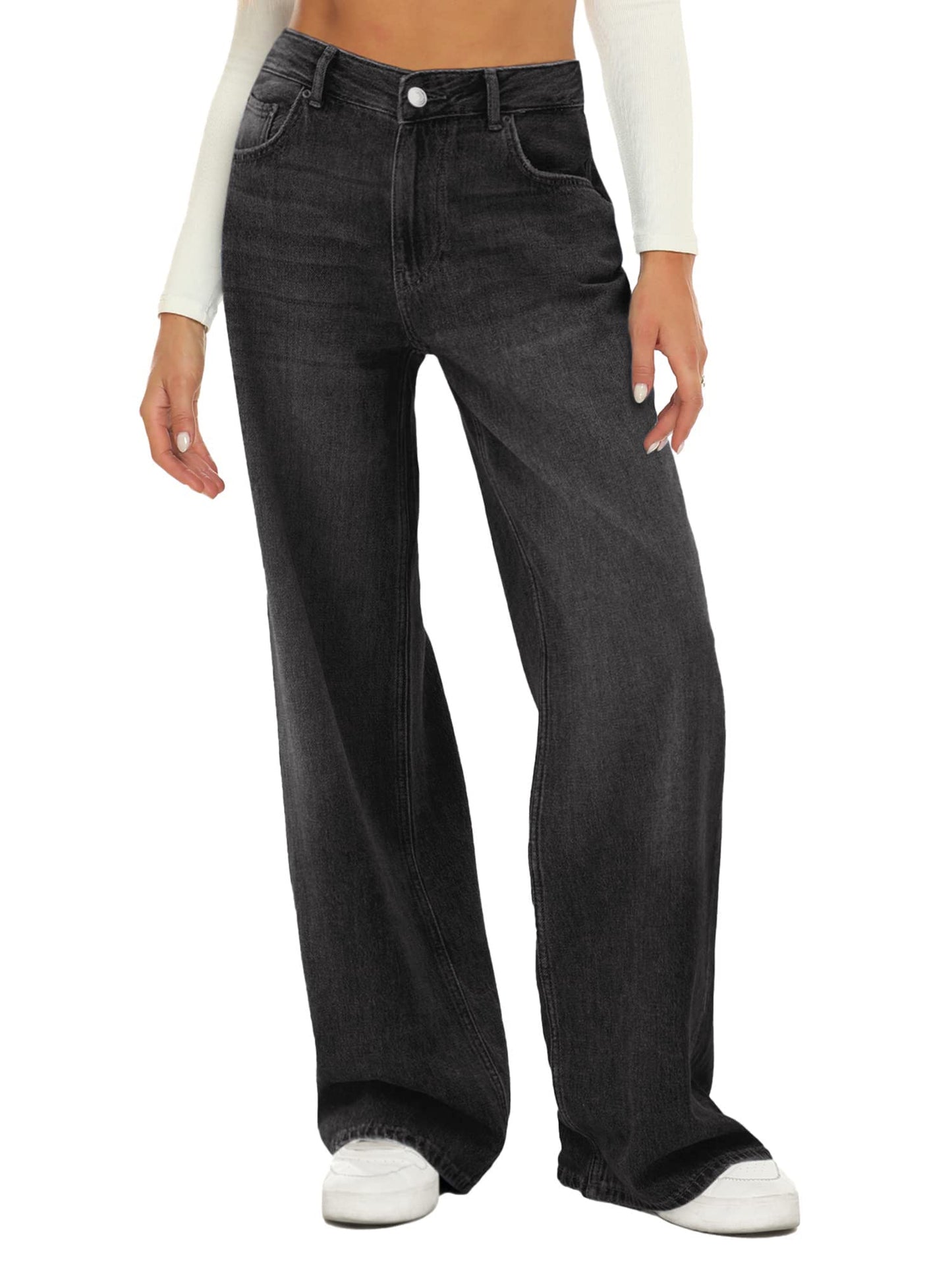 Women Wide Leg High Waist Baggy Jeans(HDLTE)