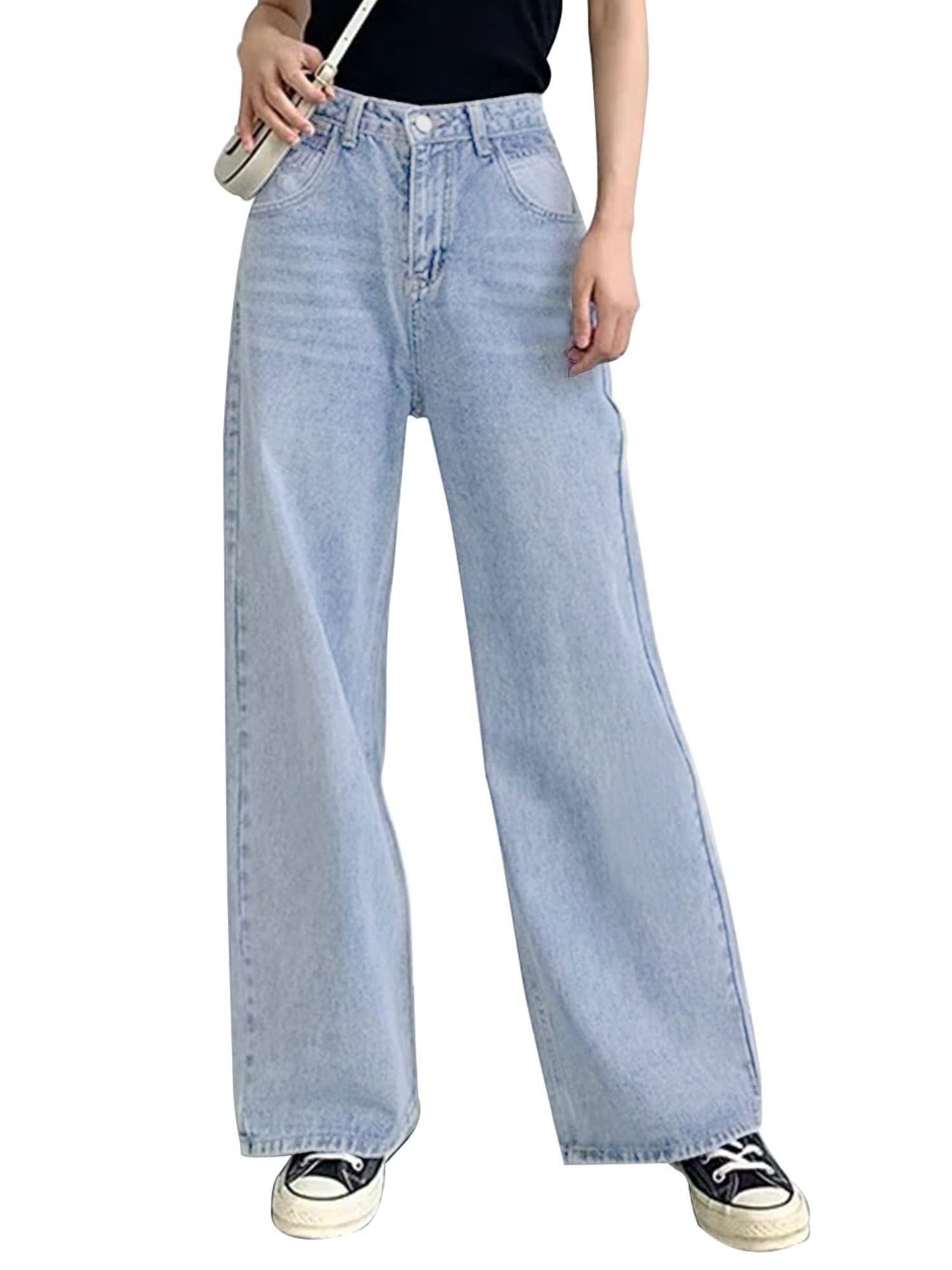Jean Baggy taille haute à jambes larges pour femmes