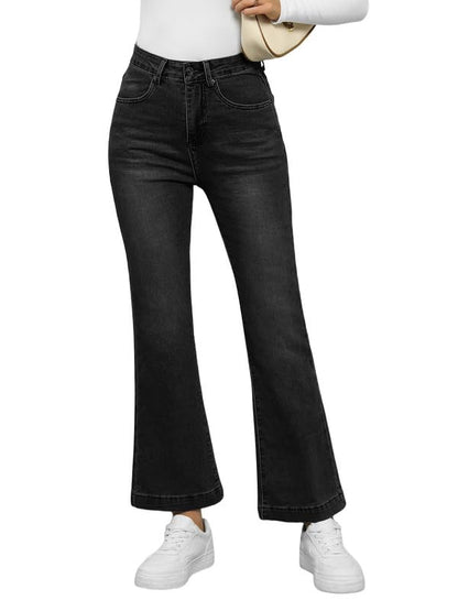 Genelck Petite Short Length Bell Bottom Jeans for Women