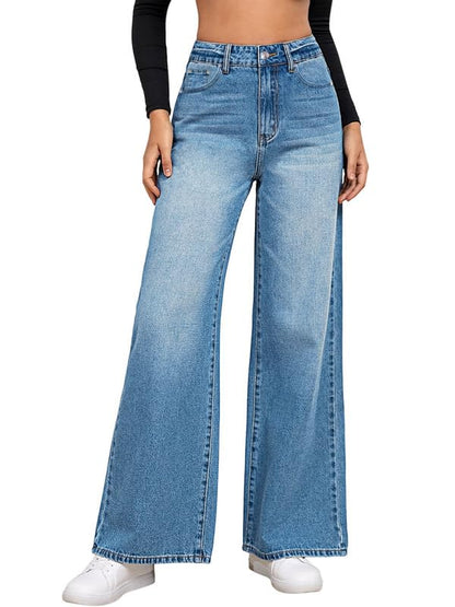 Genleck Women's Wide Leg Baggy Jeans
