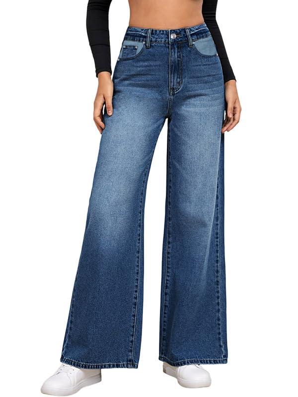 Genleck Women's Wide Leg Baggy Jeans