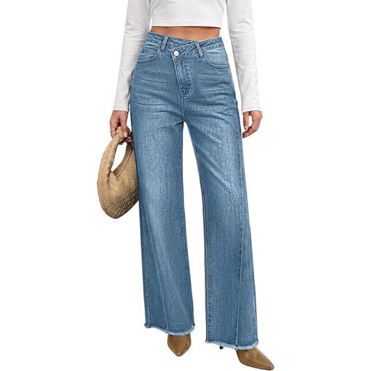 Genleck High Waisted Stretchy Baggy Denim Pants