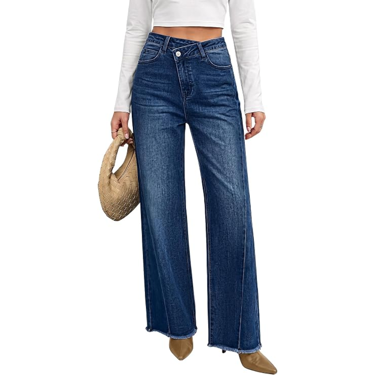 Genleck High Waisted Stretchy Baggy Denim Pants