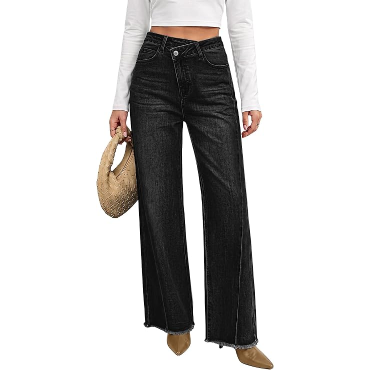 Genleck High Waisted Stretchy Baggy Denim Pants