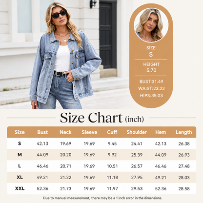 Genleck Women's Oversized Jeans Jacket