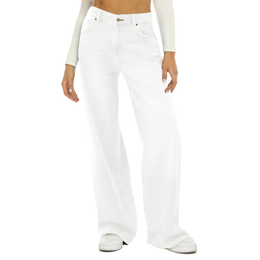 Genleck Damen Baggy-Jeans mit weitem Bein und hoher Taille (HDLTE)