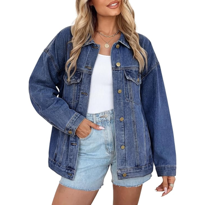Genleck Women's Oversized Jeans Jacket