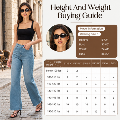 Genleck High Waisted Stretchy Baggy Denim Pants