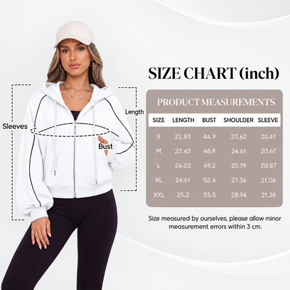 Genleck Women Zip Up Cropped Hoodies Sweatshirt