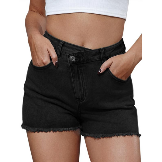 Genleck Women's Crossover Stretch High Waisted Casual Shorts