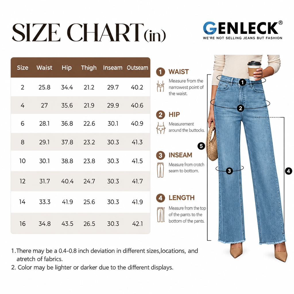 Genleck High Waisted Stretchy Baggy Denim Pants