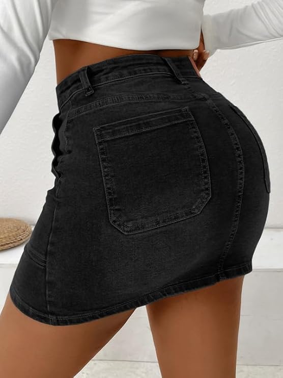 Genleck Denim Skirts for Women – Cargo Jean Skirts with Pockets