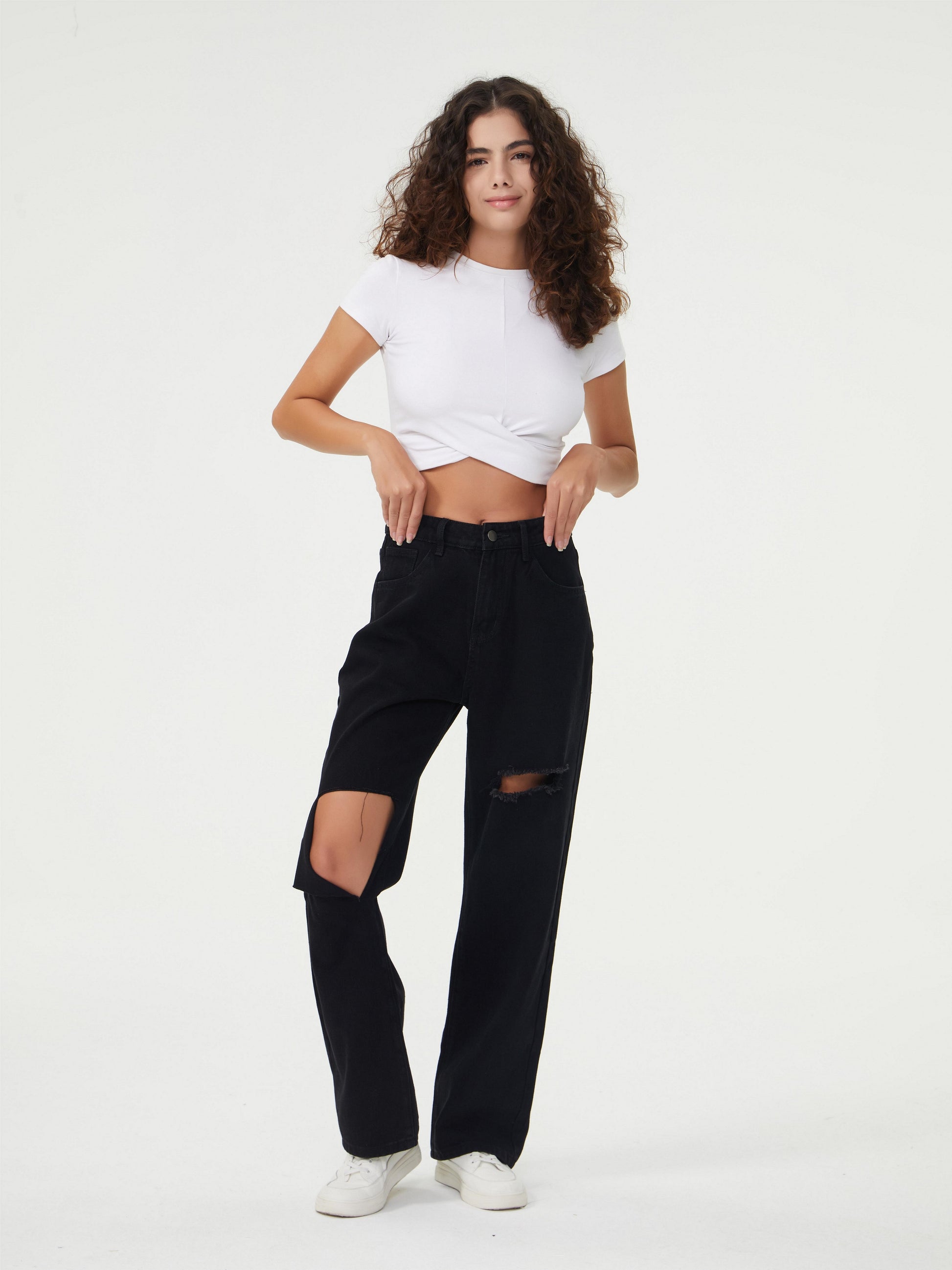 Jeans larghi da ragazza, streetwear, pantaloni cargo in denim, effetto invecchiato, elastico, a vita alta, gamba larga, multi tasca, 5 16T, denim elasticizzato per ragazze (nero, 11-12 anni Jeans larghi da ragazza, streetwear, pantaloni cargo in denim, effetto invecchiato, elastico, a vita alta, gamba larga, multi tasca, 5 16T, denim elasticizzato per ragazze (nero, 11-12 anni