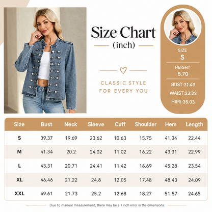 Genleck Women's Military Denim Jacket