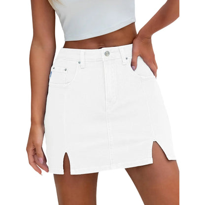 Genleck Women's Stretch Mini Jean Skirts Shorts
