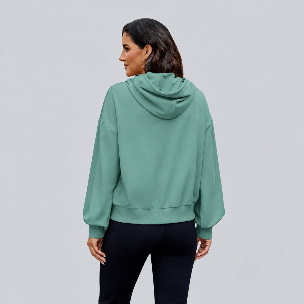 Genleck Women Zip Up Cropped Hoodies Sweatshirt