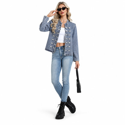 Genleck Women's Military Denim Jacket