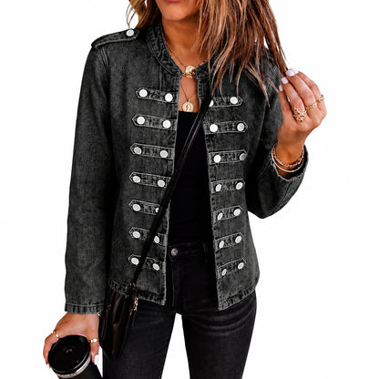 Genleck Women's Military Denim Jacket