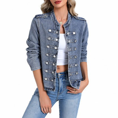 Genleck Women's Military Denim Jacket