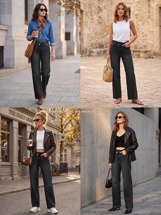 Genleck High Waisted Stretchy Baggy Denim Pants