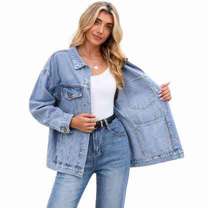 Genleck Women's Oversized Jeans Jacket