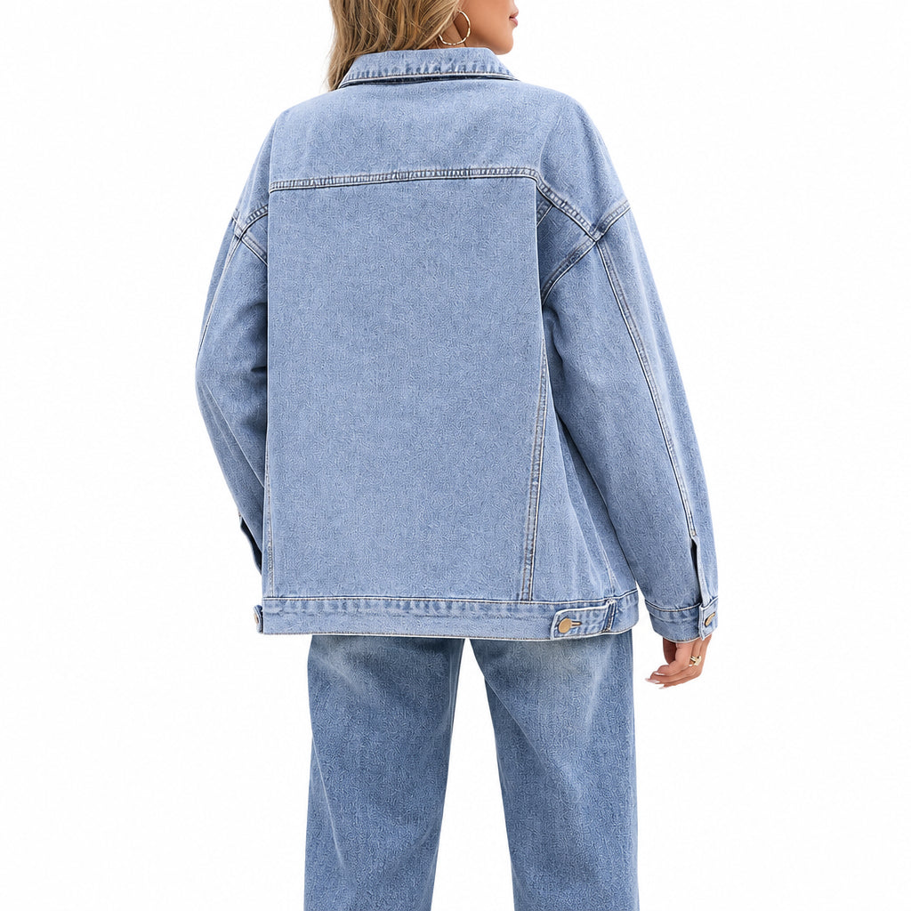 Genleck Women's Oversized Jeans Jacket