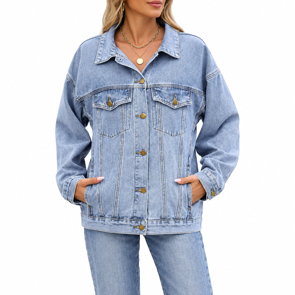 Genleck Women's Oversized Jeans Jacket