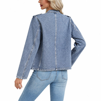 Genleck Women's Military Denim Jacket