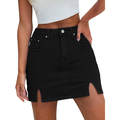 Genleck Women's Stretch Mini Jean Skirts Shorts