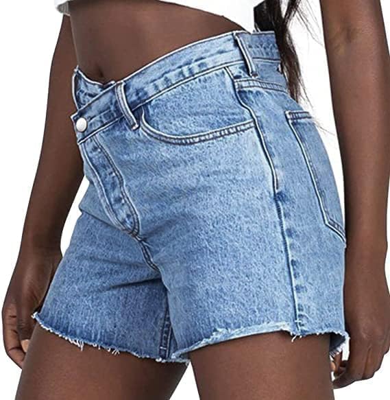 Genleck Womens Crossover Jean Shorts