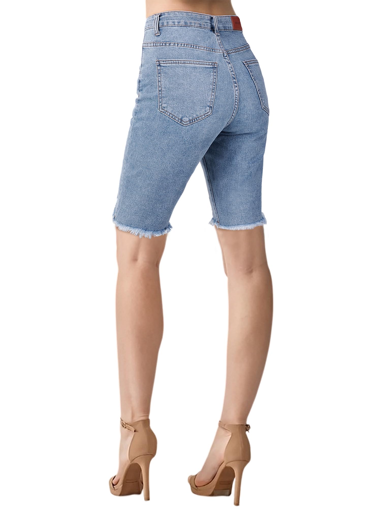 High waisted bermuda jean shorts on sale