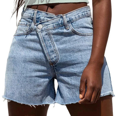 Genleck Womens Crossover Jean Shorts