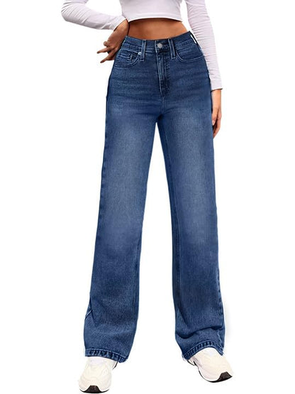 Genleck Women's Loose Ripped Boyfriends High Waist Baggy Denim