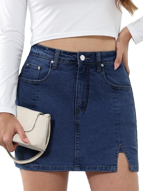 Genleck Women's Stretch Mini Jean Skirts Shorts