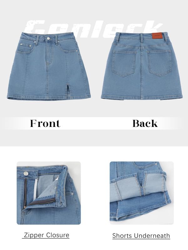 Genleck Women's Stretch Mini Jean Skirts Shorts