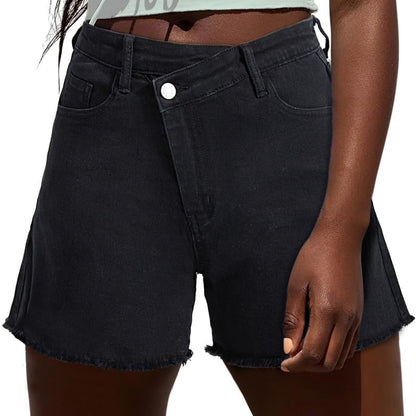 Genleck Womens Crossover Jean Shorts