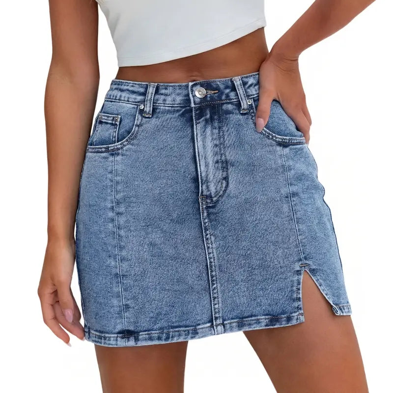 Genleck Women's Stretch Mini Jean Skirts Shorts