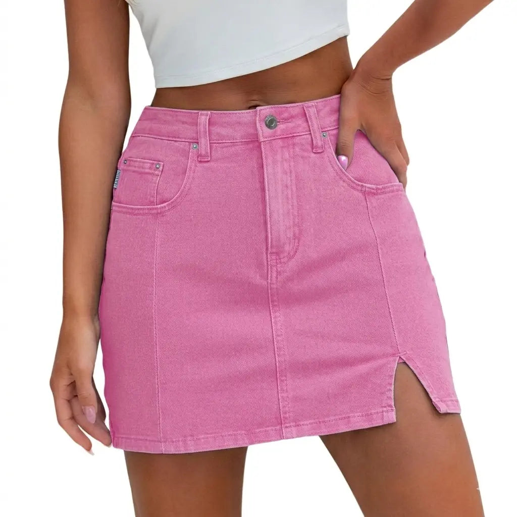 Genleck Women's Stretch Mini Jean Skirts Shorts